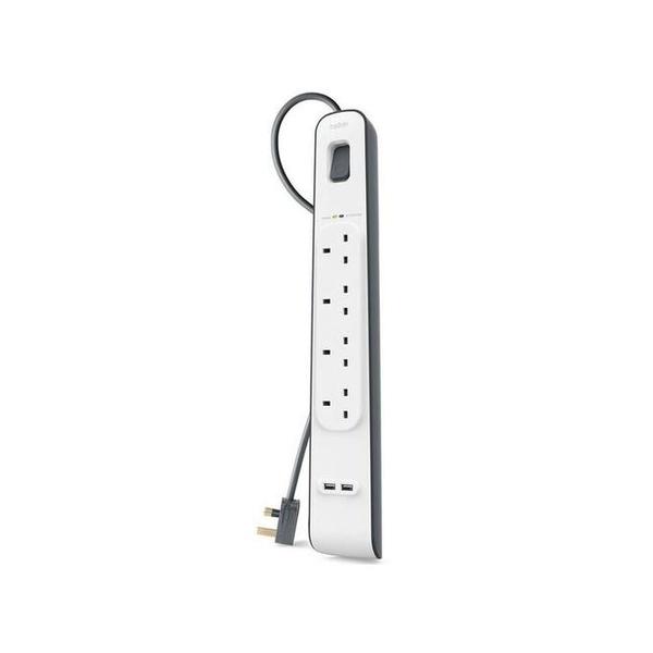 Belkin, BSV401af2M 4-Outlet Surge Protection Strip with 2 USB Ports – 2M Cord