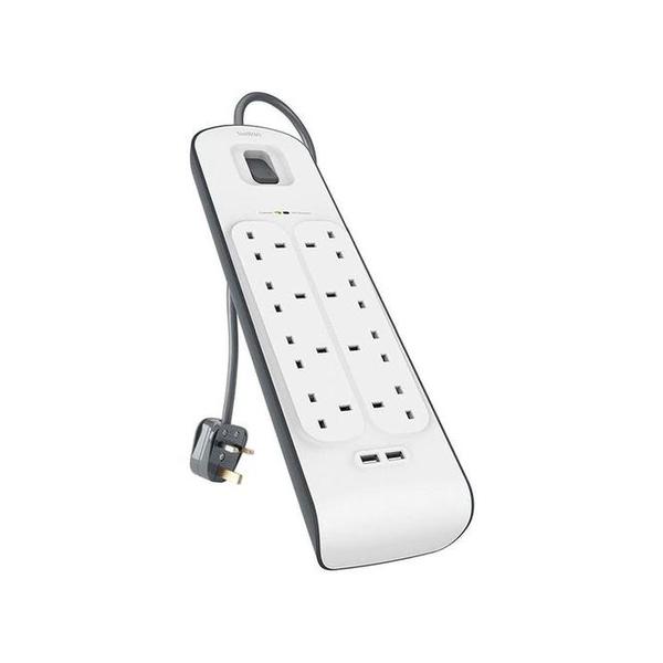 Belkin, BSV804af2M 8-Outlet Surge Protection Strip with 2 USB Ports – 2M Cord