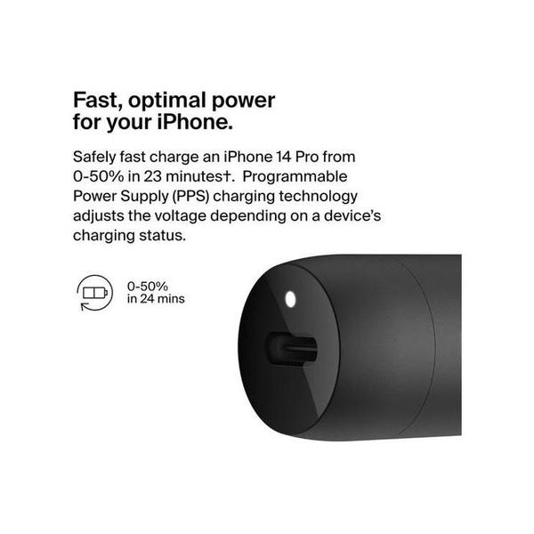 Belkin, CCA004BT1MBK-B5 30W USB-C Car Charger + USB-C to Lightning cable