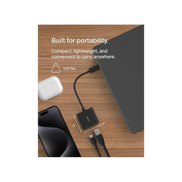 Belkin, INC019BTBK USB-C to Ethernet + Charge Adapter 100W
