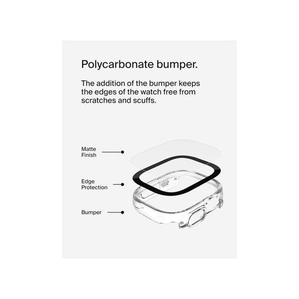 Belkin, OWA001zzCL ScreenForce TemperedCurve 2-in-1 Screen Protector for Apple Watch Ultra & Ultra 2 w/Protective Bumper - Tempered Glass Screen Protector, Apple Watch Accessories - Clear