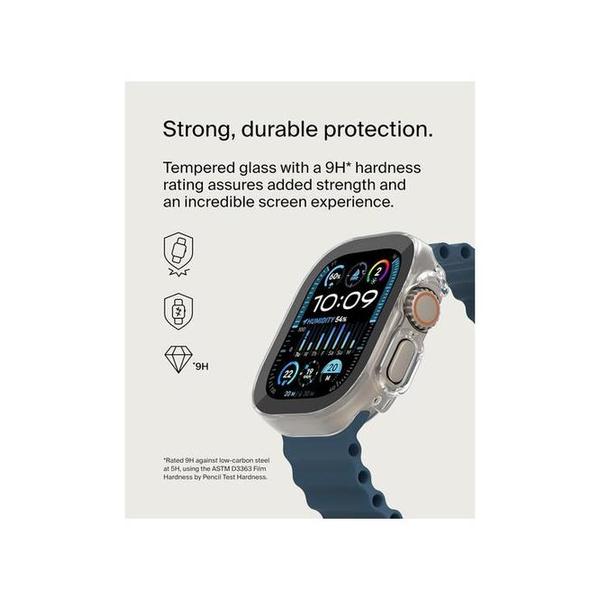 Belkin, OWA001zzCL ScreenForce TemperedCurve 2-in-1 Screen Protector for Apple Watch Ultra & Ultra 2 w/Protective Bumper - Tempered Glass Screen Protector, Apple Watch Accessories - Clear