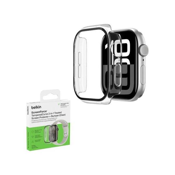 Belkin, OWA003HQCL ScreenForce TemperedCurve 2-in-1 Apple Watch Screen Protector for Series 10 (46mm), Apple Watch case with 360˚ protection and protective bumper, tempered glass screen protector - clear
