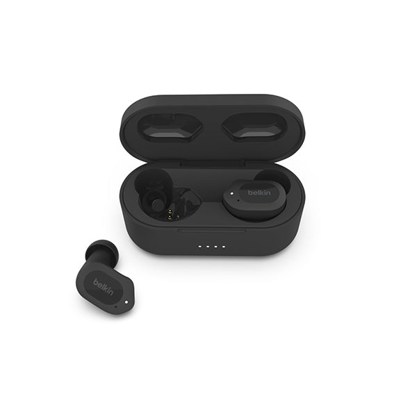 Belkin, AUC005BTBK Sound form Play Full Wireless Earphones, Bluetooth 5.2, 6mm Driver, 4 Microphone Call Technology, Call Noise Reduction, Up to 38 Hours Music Playback, Splashproof, IPX5