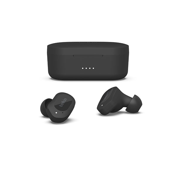 Belkin, AUC005BTBK Sound form Play Full Wireless Earphones, Bluetooth 5.2, 6mm Driver, 4 Microphone Call Technology, Call Noise Reduction, Up to 38 Hours Music Playback, Splashproof, IPX5