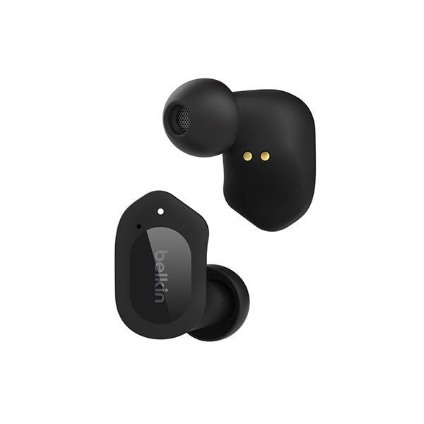 Belkin, AUC005BTBK Sound form Play Full Wireless Earphones, Bluetooth 5.2, 6mm Driver, 4 Microphone Call Technology, Call Noise Reduction, Up to 38 Hours Music Playback, Splashproof, IPX5