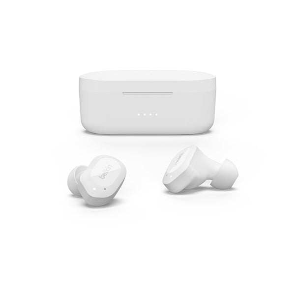 Belkin, AUC005BTWH Sound form Play Full Wireless Earphones, Bluetooth 5.2, 6mm Driver, 4 Microphone Call Technology, Call Noise Reduction, Up to 38 Hours Music Playback, Splashproof, IPX5