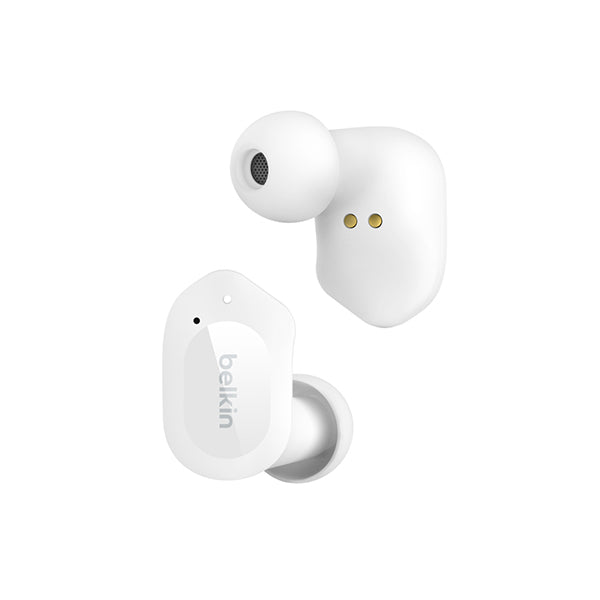Belkin, AUC005BTWH Sound form Play Full Wireless Earphones, Bluetooth 5.2, 6mm Driver, 4 Microphone Call Technology, Call Noise Reduction, Up to 38 Hours Music Playback, Splashproof, IPX5