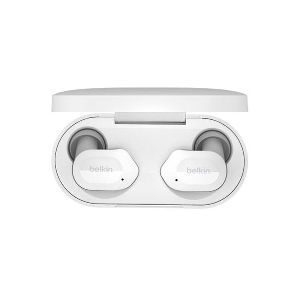 Belkin, AUC005BTWH Sound form Play Full Wireless Earphones, Bluetooth 5.2, 6mm Driver, 4 Microphone Call Technology, Call Noise Reduction, Up to 38 Hours Music Playback, Splashproof, IPX5
