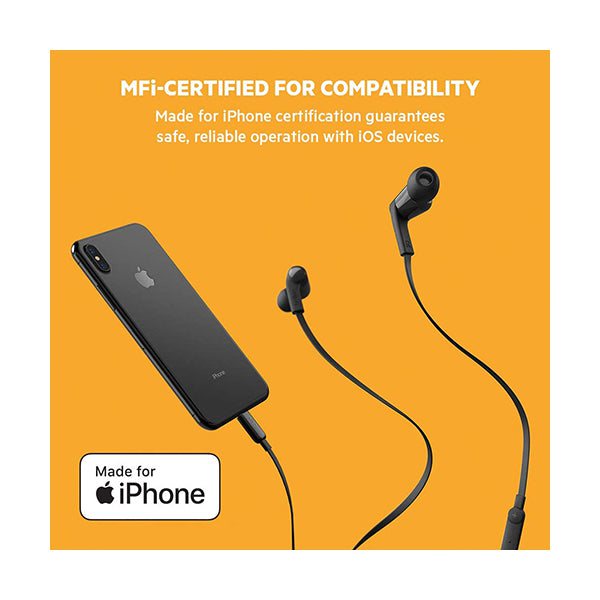 Belkin, G3H0001BTBLK Sound Form Headphones with Lightning Connector, MFi Certified In-Ear Earphones Headset with Microphone, EarBuds with Water & Sweat Resistant for iPhone 13, Pro, Max, 12, Mini, and More