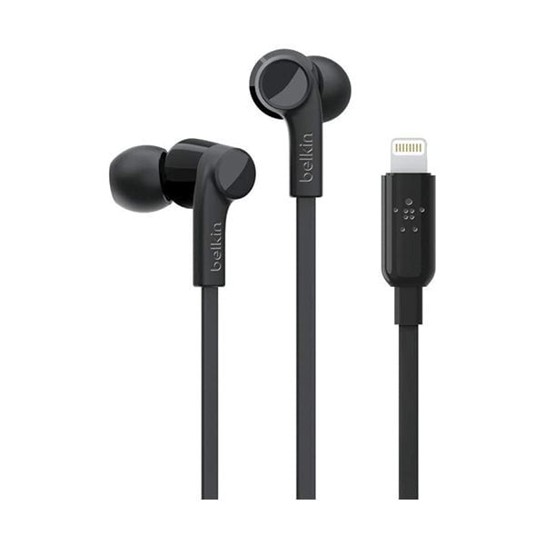 Belkin, G3H0001BTBLK Sound Form Headphones with Lightning Connector, MFi Certified In-Ear Earphones Headset with Microphone, EarBuds with Water & Sweat Resistant for iPhone 13, Pro, Max, 12, Mini, and More