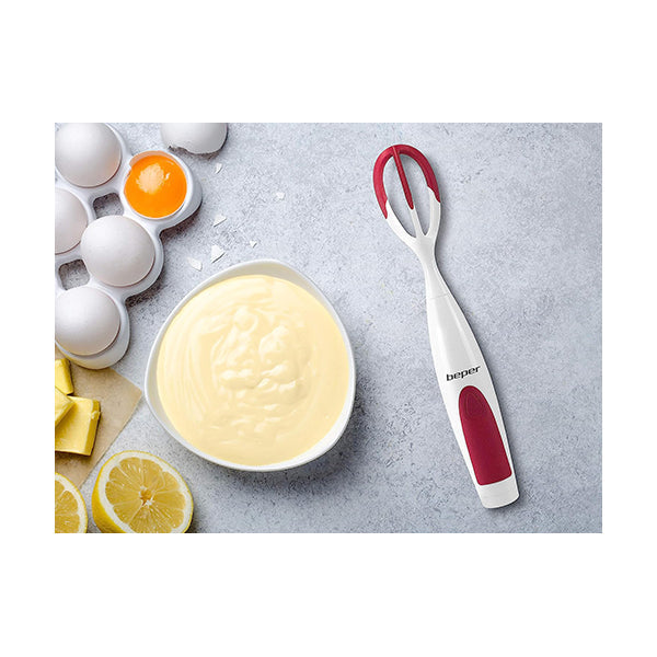 Beper, Automatic Cordless Whisk Battery Operated Detachable Whip And Rubber Speed Button Red, P102SBA006