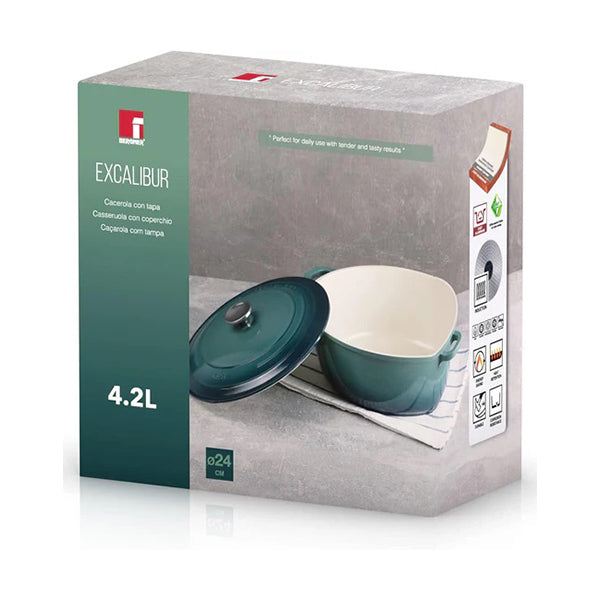 Bergner, Casserole 20X9.0Cm Cast Alu Ind W/Lid Excalibur - BG-36100-GR