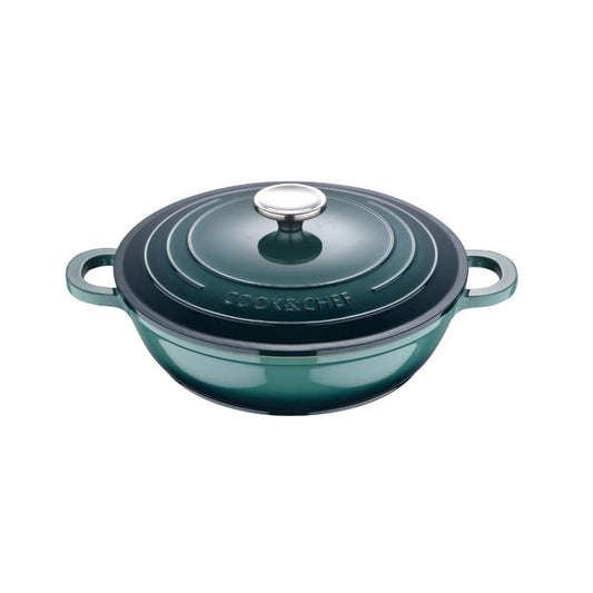 Bergner, Shallow Pot 24X6.5Cm Cast Alu Ind W/Lid - BG-36103-GR