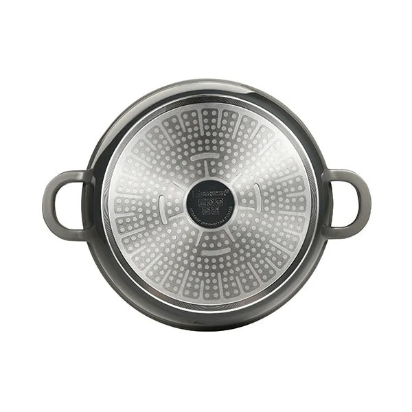 Bergner, Shallow Pot 24X6.5Cm Cast Alu Ind W/Lid - BG-36103-GY