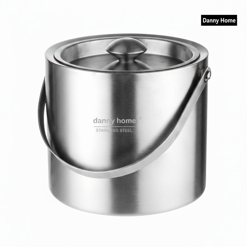 Danny Home Stainless Steel Double Wall Ice Bucket With Lid 2L