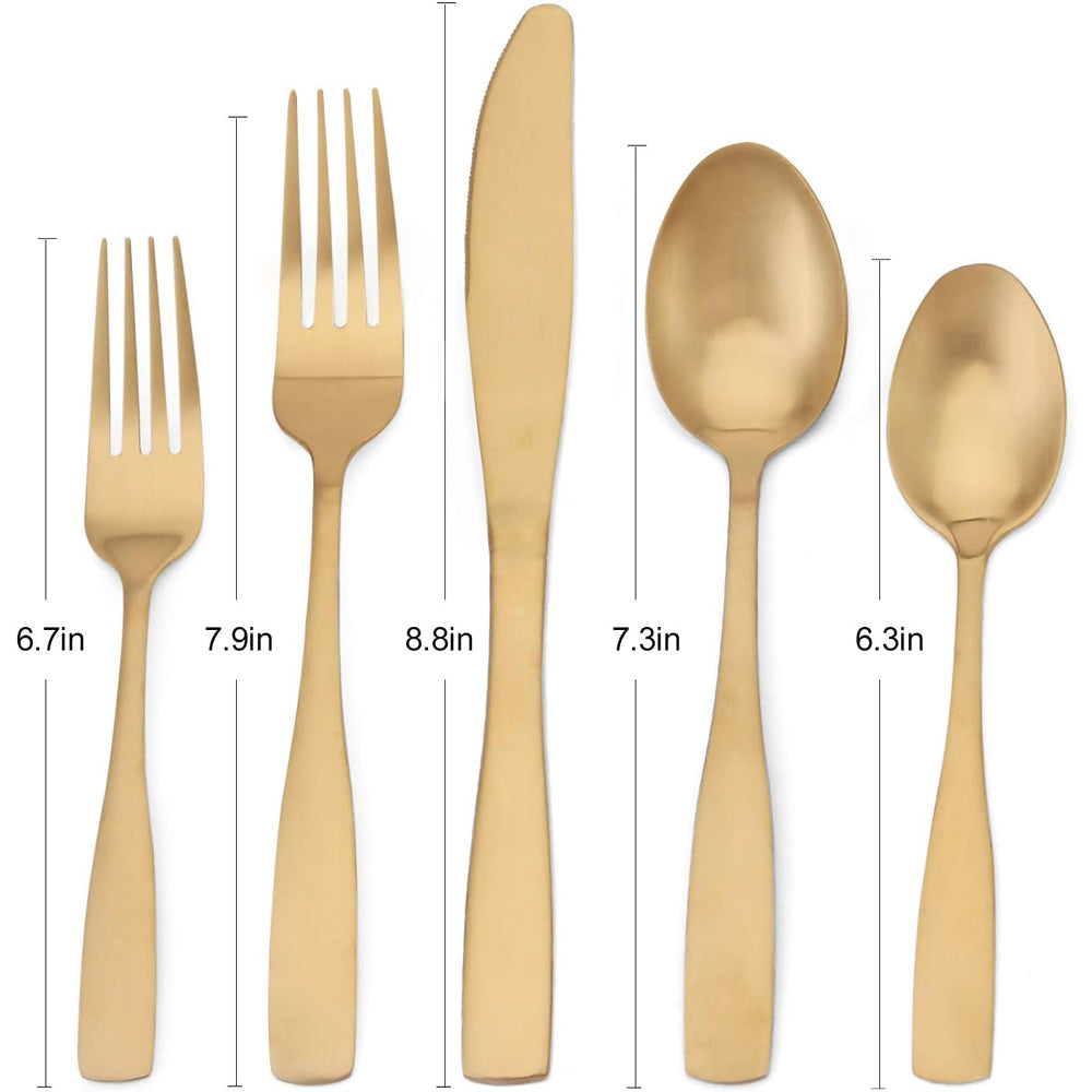 Danny Home 30-Pieces Stainless Steel Elegant Matte Gold Flatware Set