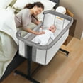 AILEEKISS Baby Bassinet Bedside Sleeper, Height Adjustable Newborn Baby Bassinet with Wheels, Grey - Medaid International