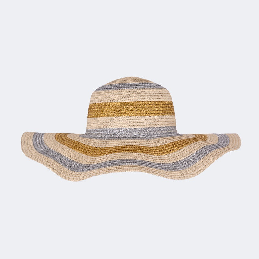 Oil And Gaz Stylish Women Beach Sun Hat Beige/Sliver/Gold - Medaid International