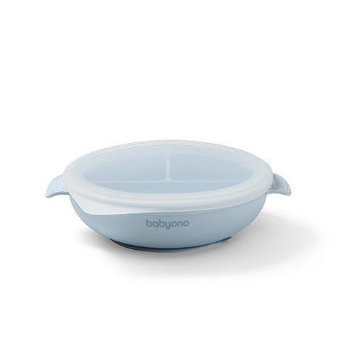 Silicone Suction Plate With Lid Blue