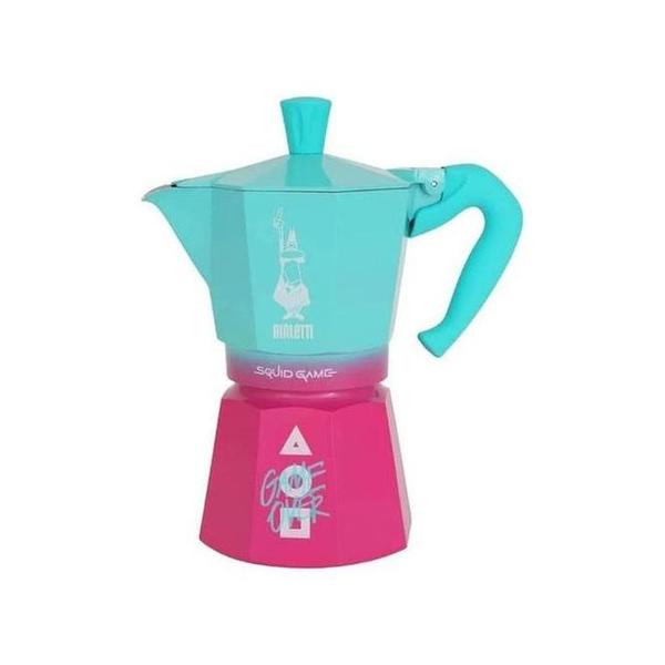 Bialetti 0005393 Moka Express: Squid Game 6 cups blue and pink color, BIA0005393
