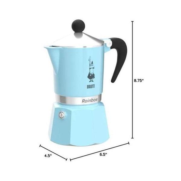 Bialetti 0005043/NP Rainbow 6 Cups Light Blue Coffee Maker with Patented Safety Valve, BIA0005043