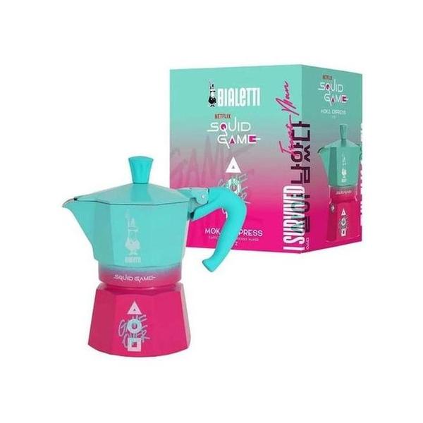 Bialetti 0005391 Moka Express Squid Game 3 Cups Blue and Pink colors, BIA0005391