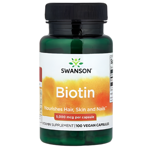 Swanson Biotin (Vitamin B7) – 5000 mcg, 100 Capsules