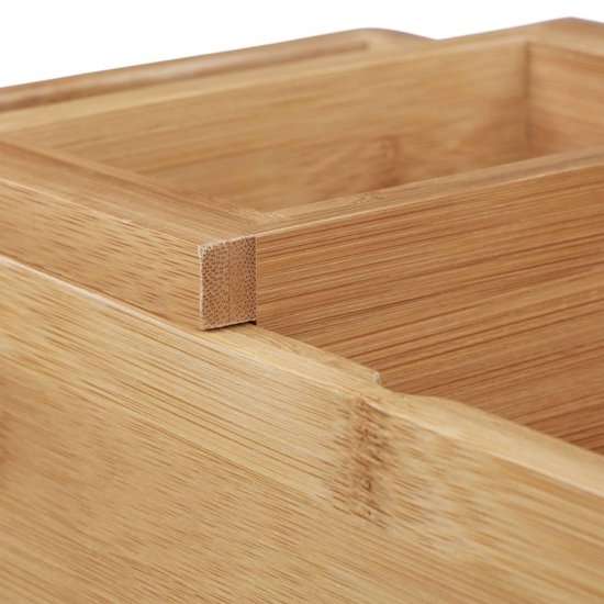 Relaxdays Bamboo Folding Jewelry Box – Sustainable Multi-Level Organizer with 5 Compartments
