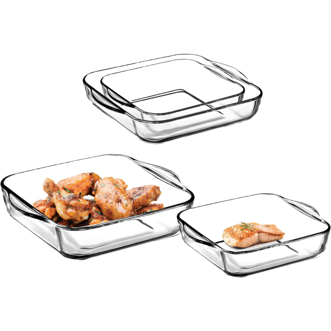 Borosilicate 2-piece Glass Casserole Dish Set 1950ml - 3200ml