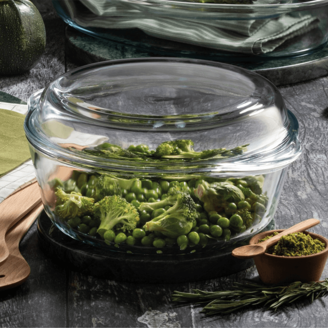 Borosilicate Glass Circular Casserole With Lid 3.15L