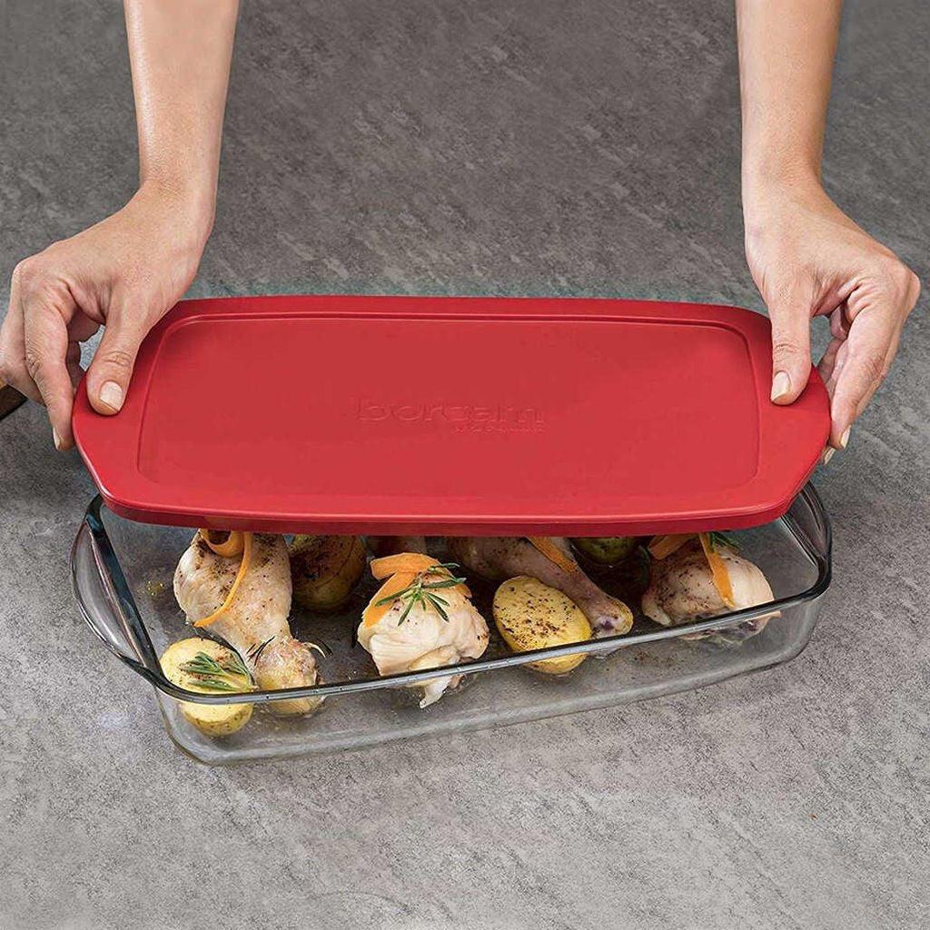 Borosilicate Glass Rectangular Casserole With Lid 40 x 25 x 6 cm