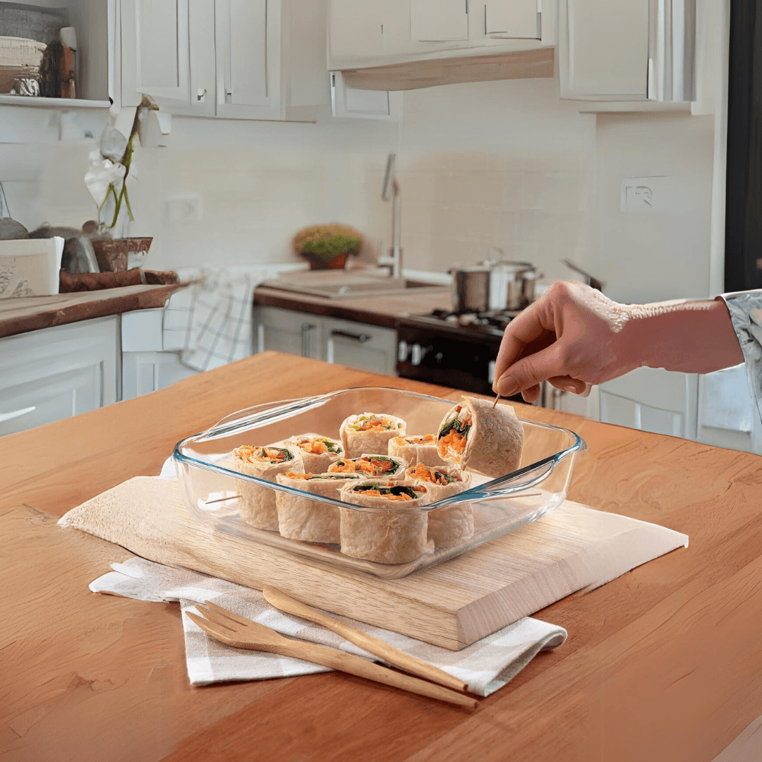 Borosilicate Glass Square Casserole  31.8 x 28.3 × 6 cm