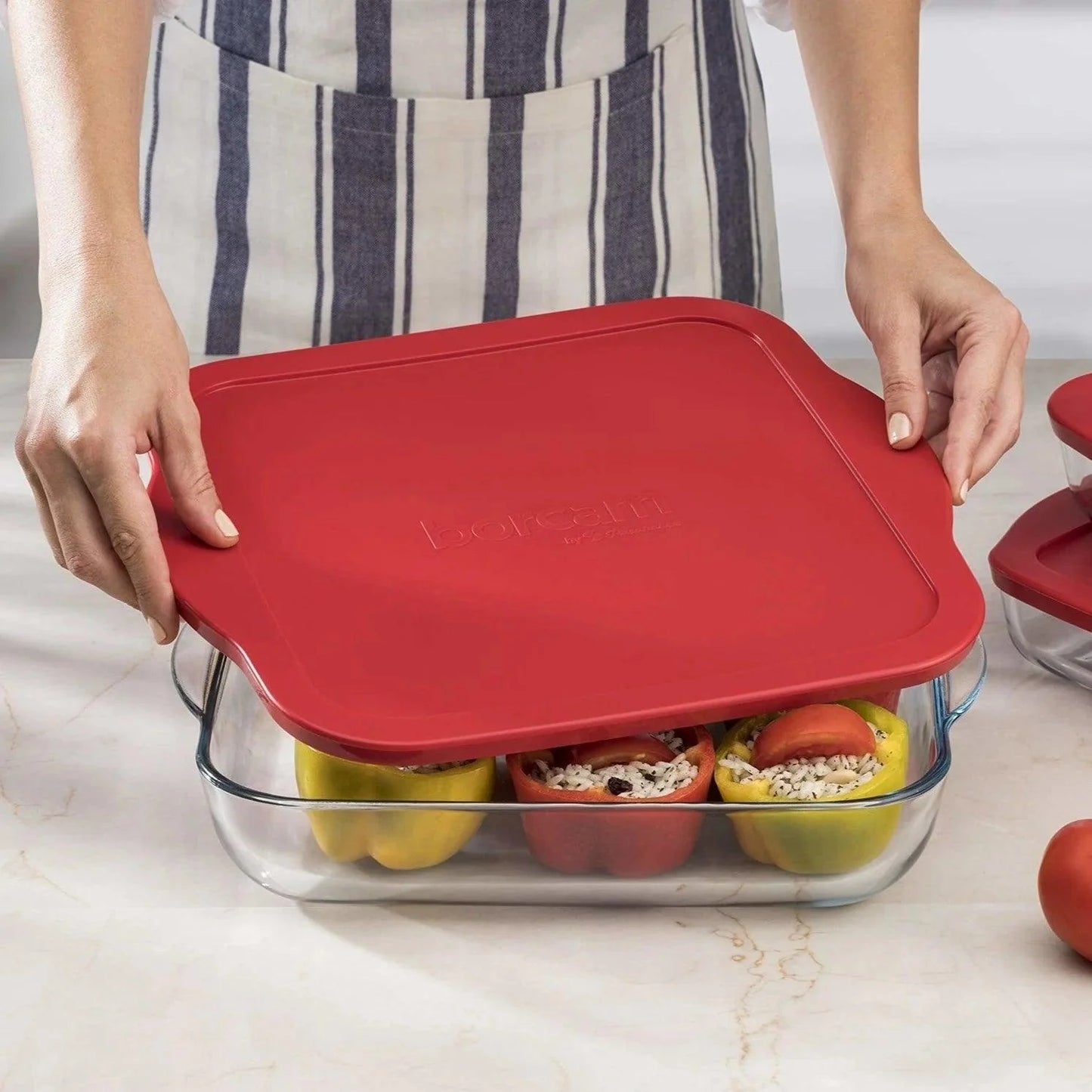 Borosilicate Glass Square Casserole With Lid 25.6 × 22 × 6 cm