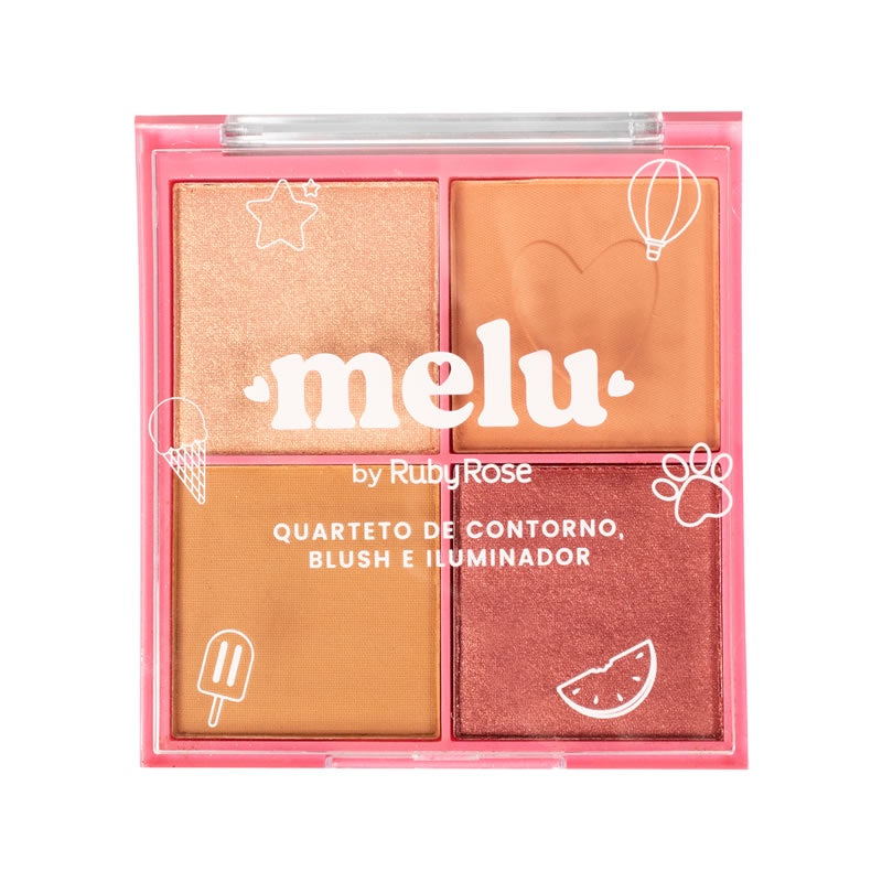 Melu quattro contour, blush and highlighter palette hb 7531-1