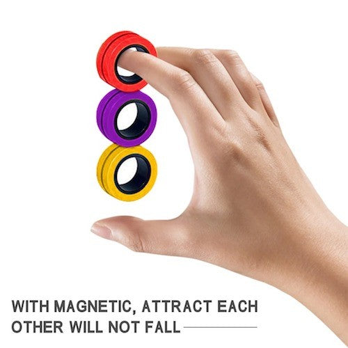 3 PCS Magnetic Fidget Rings  Fidget Toys Office School Stress Toys Magical Ring Props Tools Colorful Unzip Finger Toy for Relax Adults and Kids