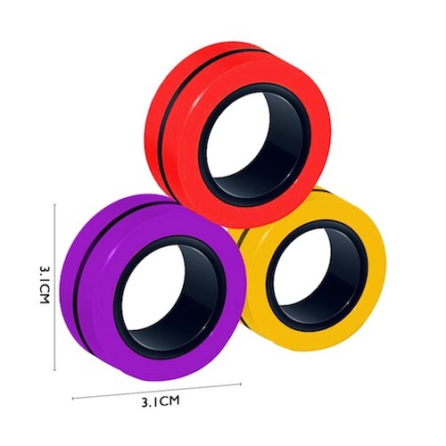 3 PCS Magnetic Fidget Rings  Fidget Toys Office School Stress Toys Magical Ring Props Tools Colorful Unzip Finger Toy for Relax Adults and Kids