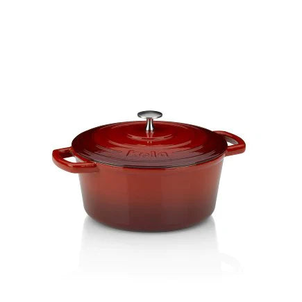 Kela Roasting Round Tray Cast Iron Red 3.8L