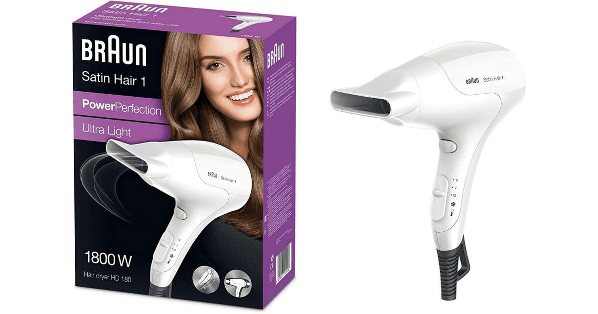 Braun Satin Hair 1 PowerPerfection Dryer HD180, Ultra light, Fast perfect style.
