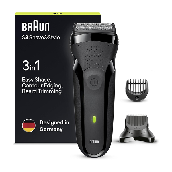 Braun Series 3 Shave&Style 300BT Shaver with Trimmer Head and 5 Combs, Green