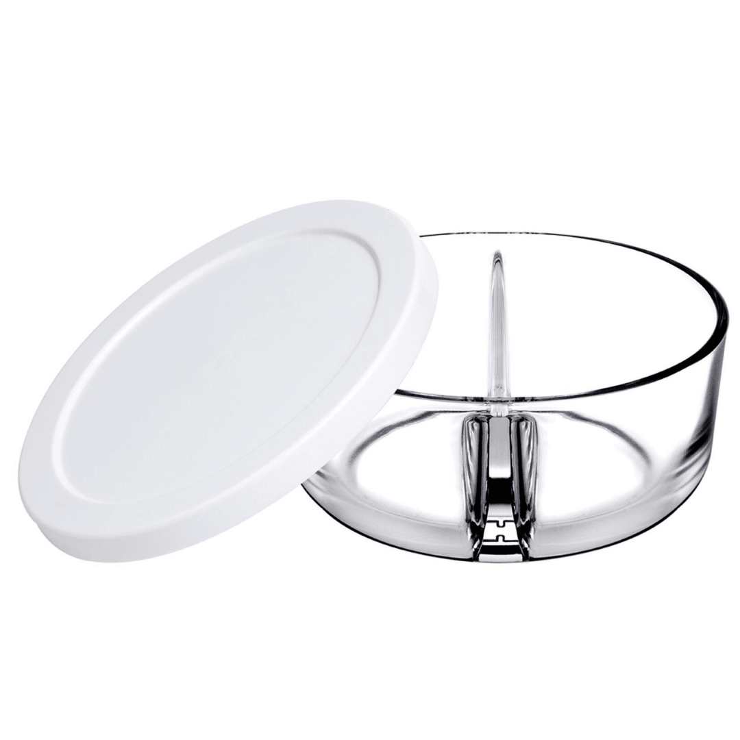 Breakfast Glass Storage Containers with Polar Lid and Compartments White