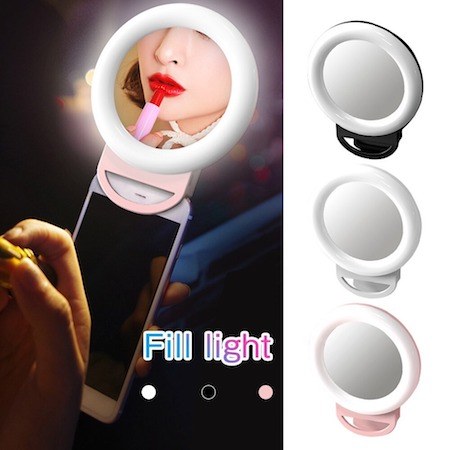 5.5 inches BIG SIZE 115 x 143 x 16 mm 3 Brightness Levels LED Selfie Ring Light Dimmable LED Ring Lamp Mobile Phone Holder Beauty Makeup Light Mirror