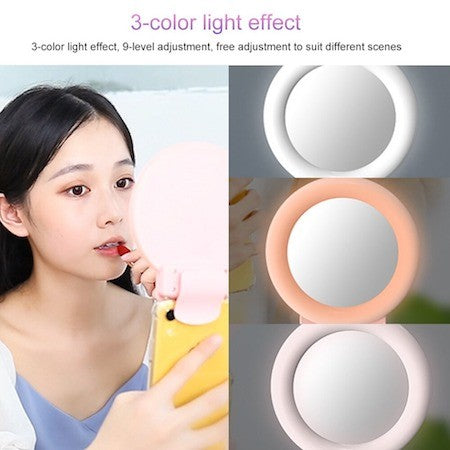5.5 inches BIG SIZE 115 x 143 x 16 mm 3 Brightness Levels LED Selfie Ring Light Dimmable LED Ring Lamp Mobile Phone Holder Beauty Makeup Light Mirror
