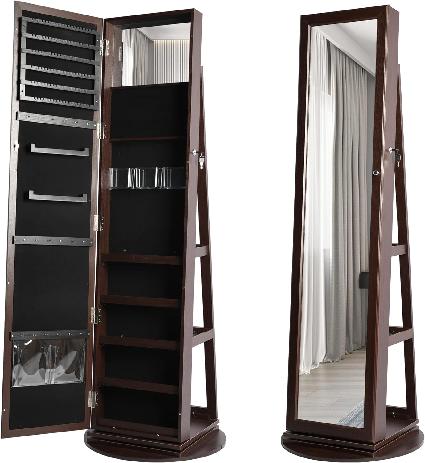 360° Swivel Lockable Jewelry Armoire Mirror