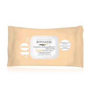 Byphasse makeup remover wipes with sweet almond oil for sensitive skin 40 sheets