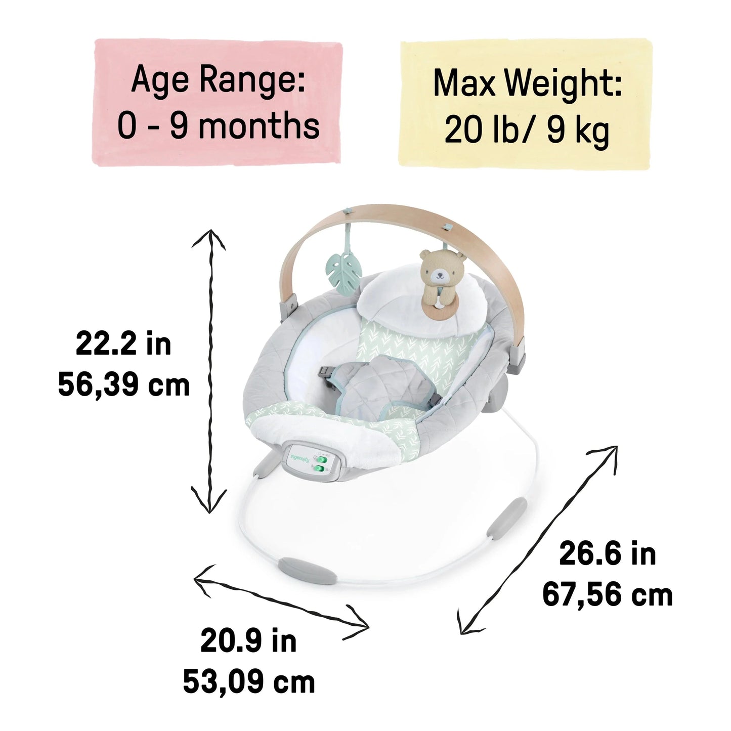 Kids2 - Ingeunity Soothing Bouncer - Cozy Spot