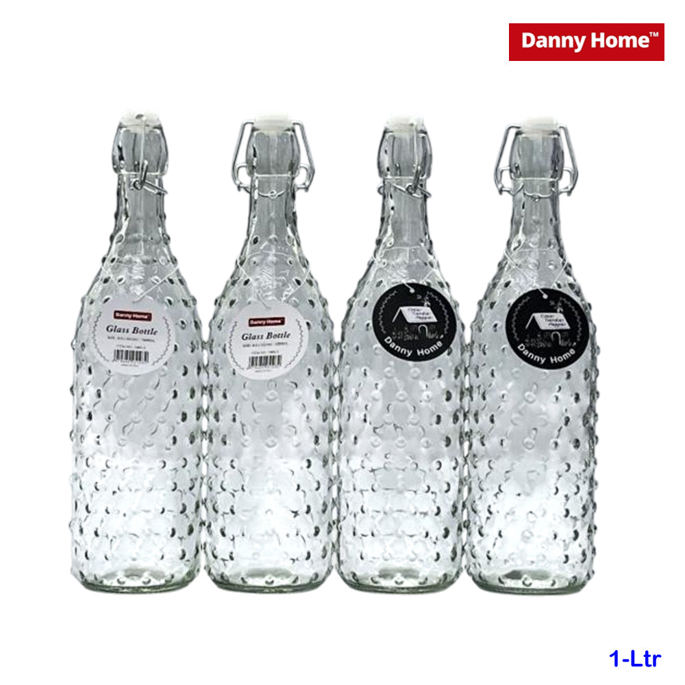 Danny Home Essentials Glass Airtight Water Bottle, 1 Ltr, 12 Pieces