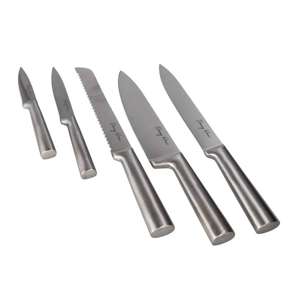 Danny Home 5-Pieces Stainless Steel Knife Set With Acacia Wood Block