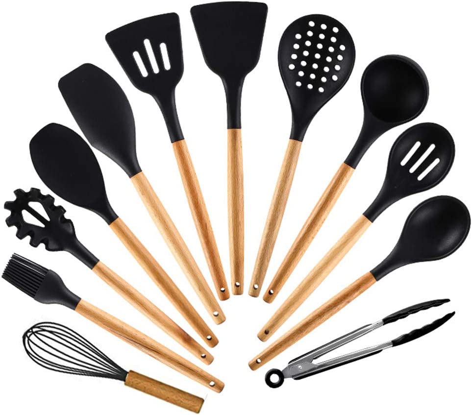 Silicone kitchen utensil set 11pcs (Black)