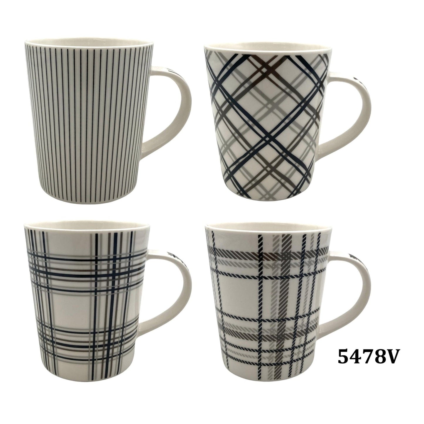 Porcelain Mug with Black/Gray/Brown Lines